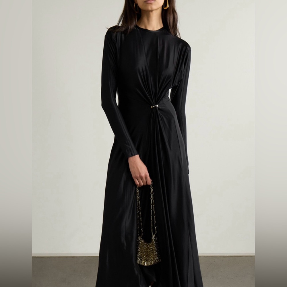 RABANNE (NWT) Gathered ring-embellished midi gown